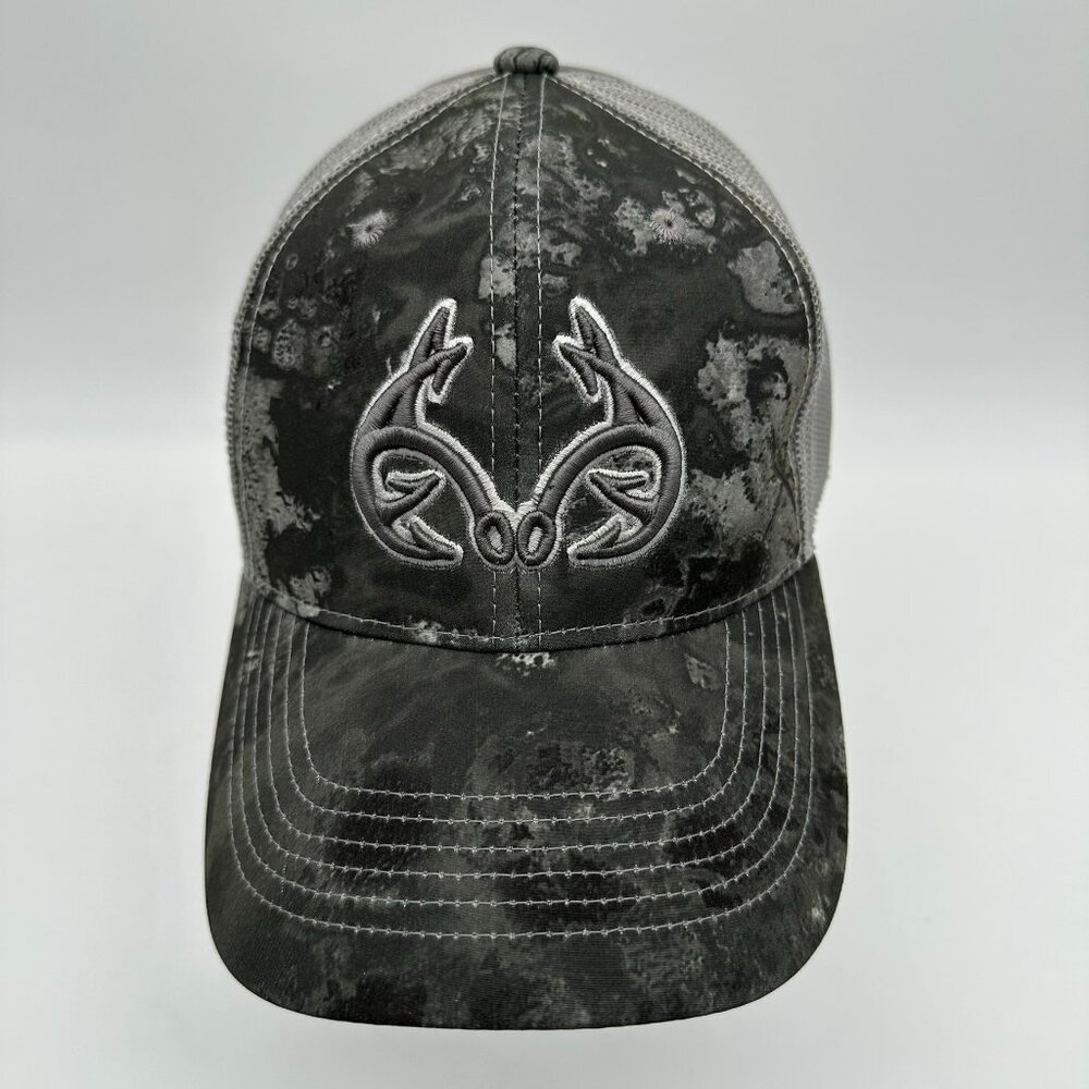 Realtree Fishing 3D‎ Hook Horns Meshback Adjustable Cap, OSFM, RTF Grey Camo